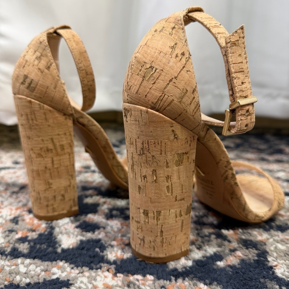 SCHUTZ ‘Enida’ Block Heel Sandal in Tan Cork Size 6.5 - Picture 10 of 16